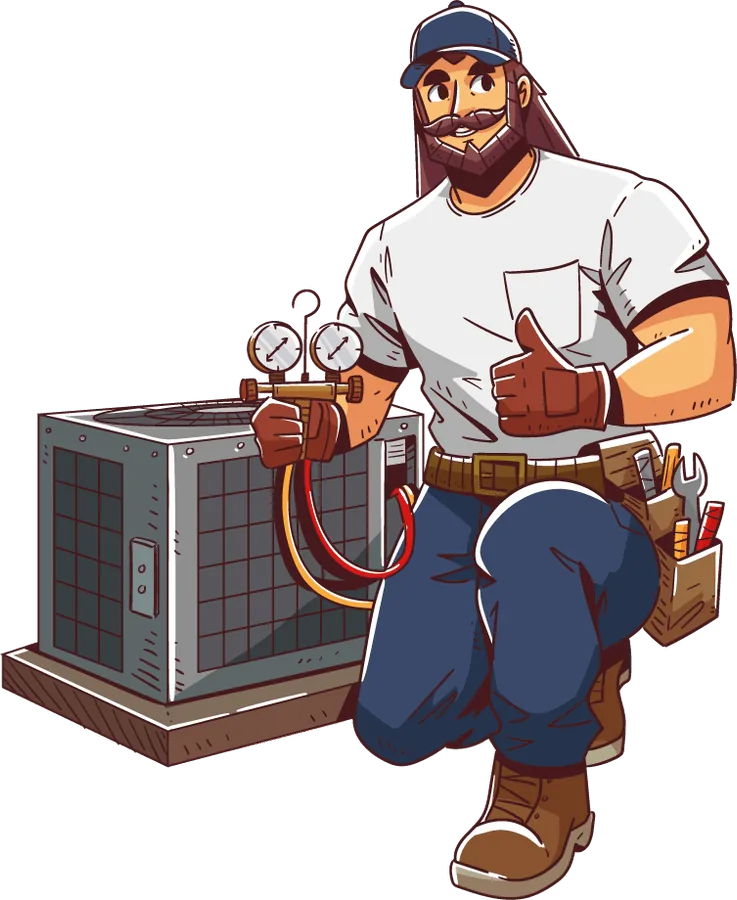 A Marketing Cleric as an HVAC tech, checking gauges at a condenser unit